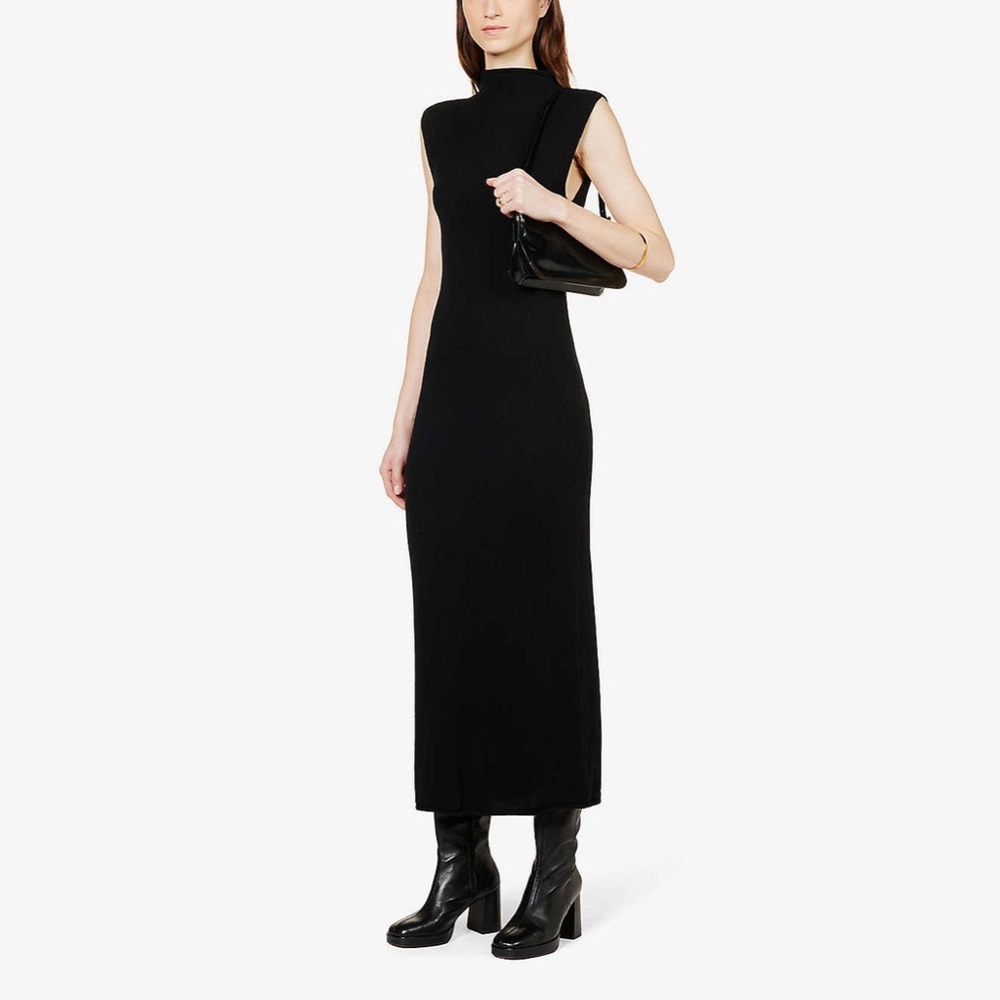 Reformation Corbetta Cashmere Black Sleeveless Dress